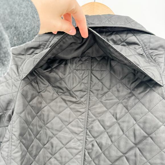 Burberry Coat Black Sz M Quilted Puffer Winter Plaid Jacket Check Brit Light - Picture 16 of 16